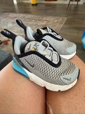 Nike Toddler Grey and Blue Air Max 270 Slip-On Sneakers